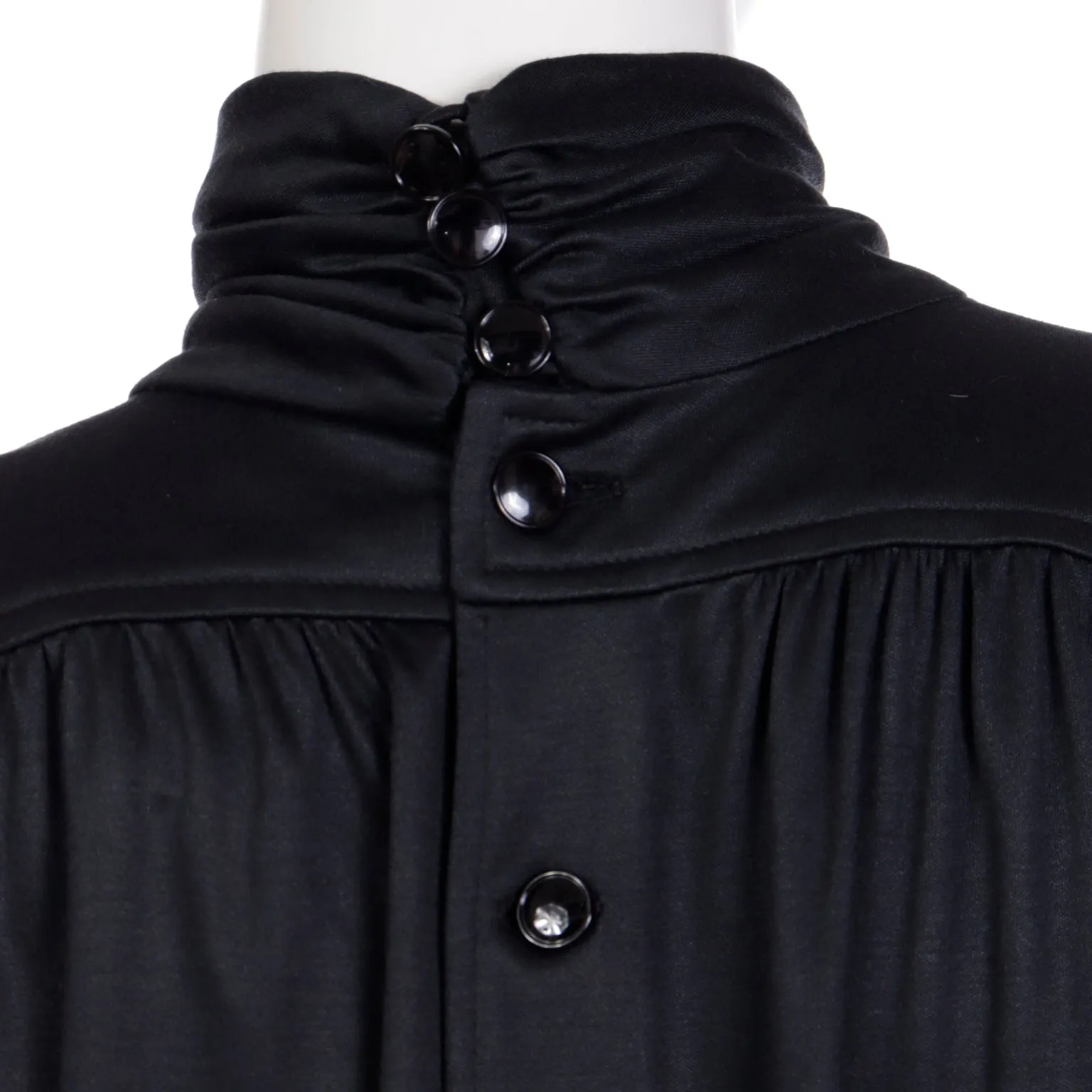 1980s Emanuel Ungaro Parallele Paris Gathered Turtleneck Short Sleeve Top