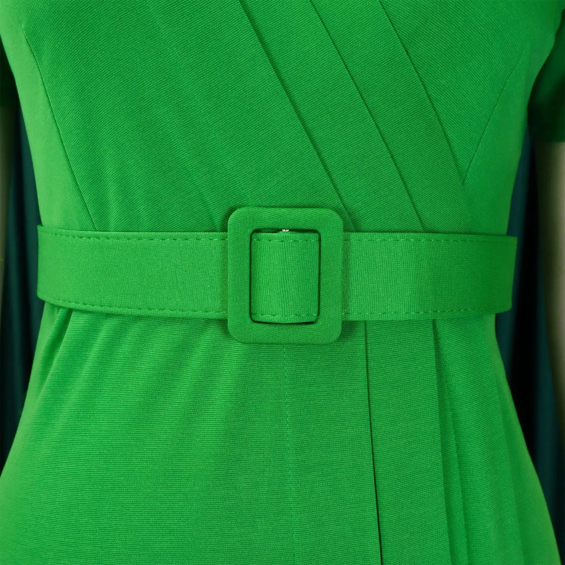 2024 summer new short sleeve V-neck waist solid color Tunle pencil skirt dress