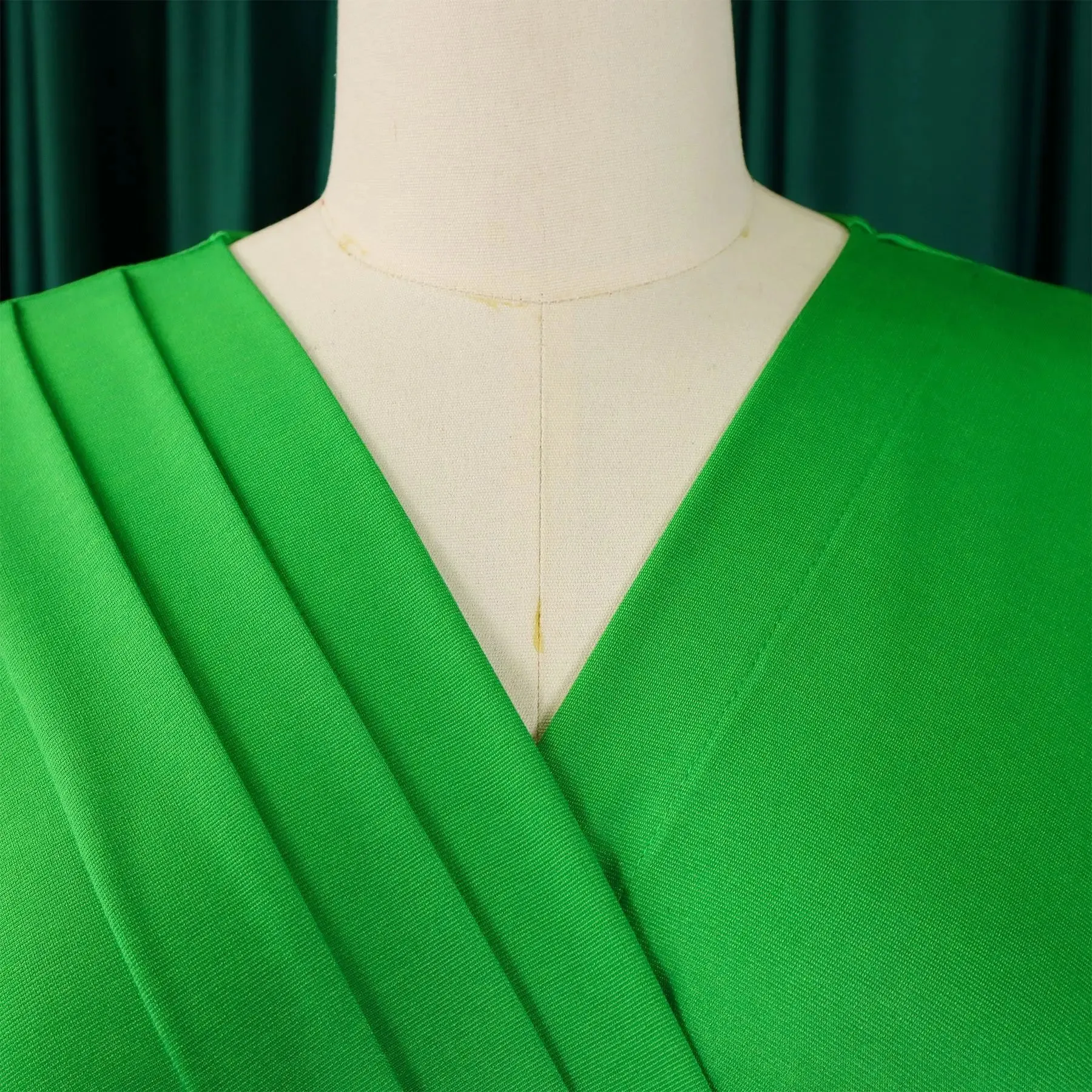 2024 summer new short sleeve V-neck waist solid color Tunle pencil skirt dress