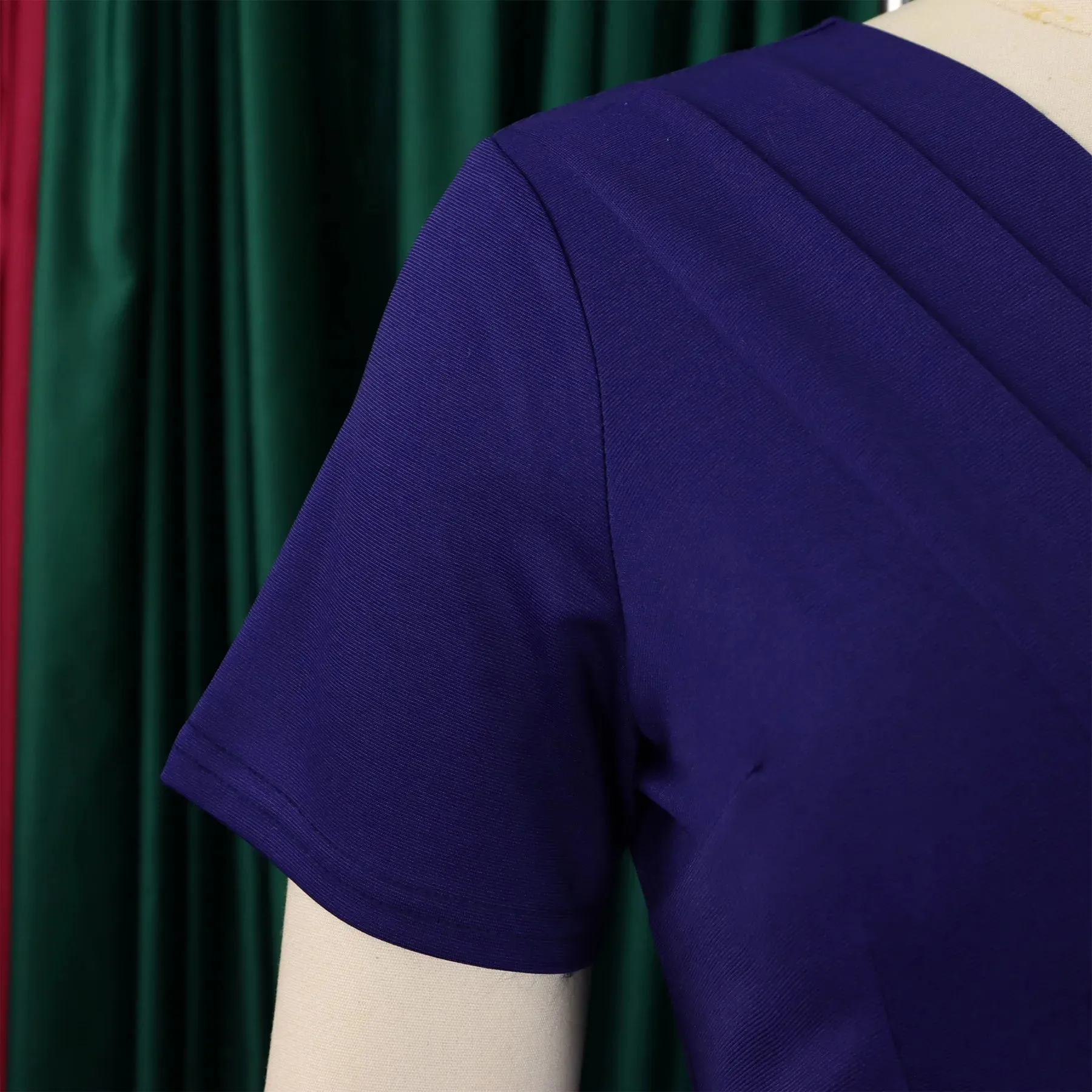 2024 summer new short sleeve V-neck waist solid color Tunle pencil skirt dress
