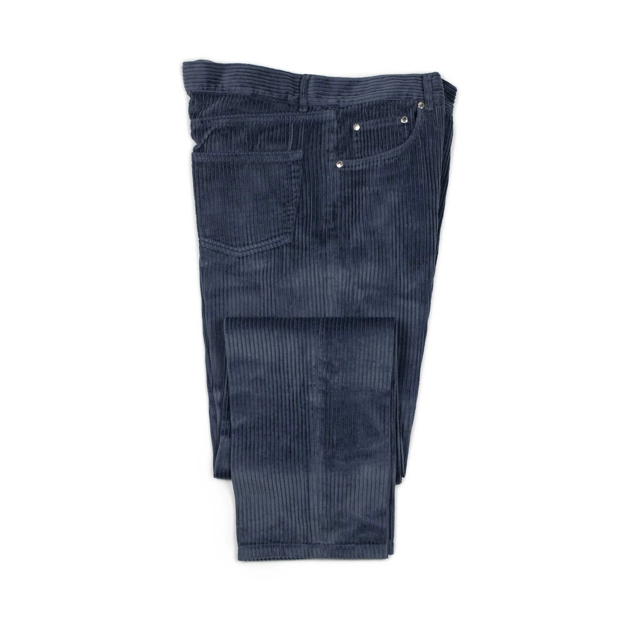 Aacero 5 pocket pants in steel blue wide wale cotton corduroy