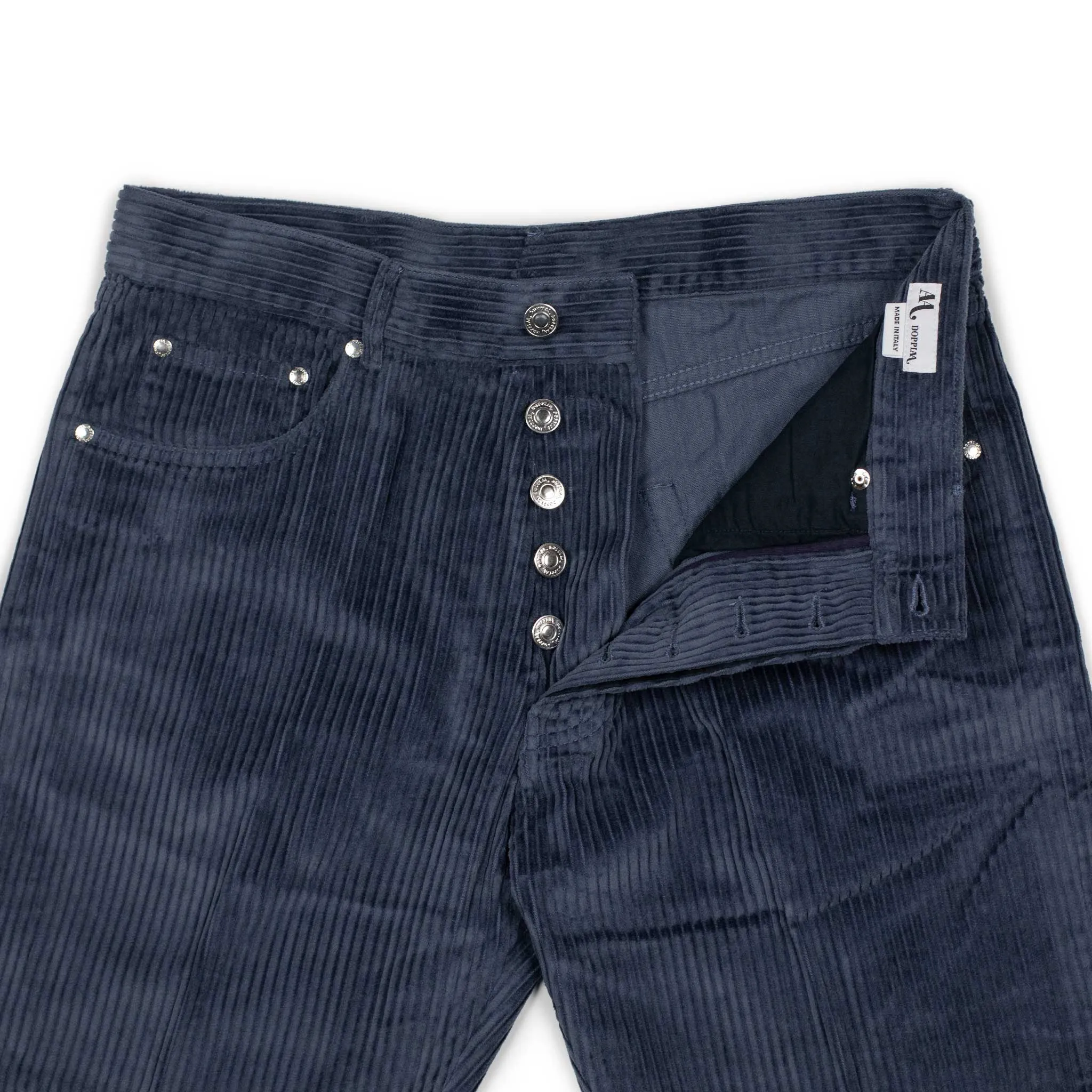 Aacero 5 pocket pants in steel blue wide wale cotton corduroy