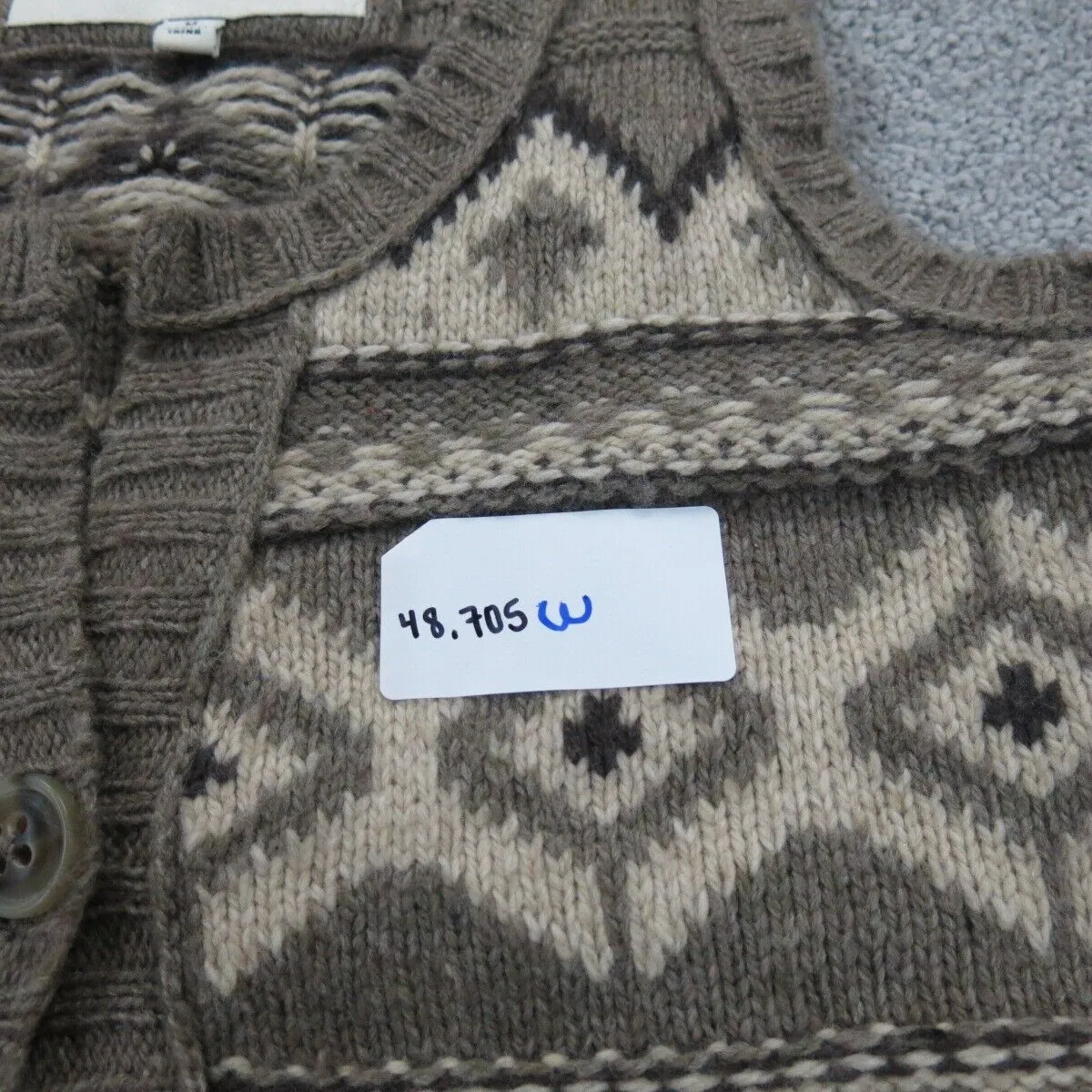 Abercrombie & Fitch Womens Cropped Vest Sweater Front Button Beige Brown Size M