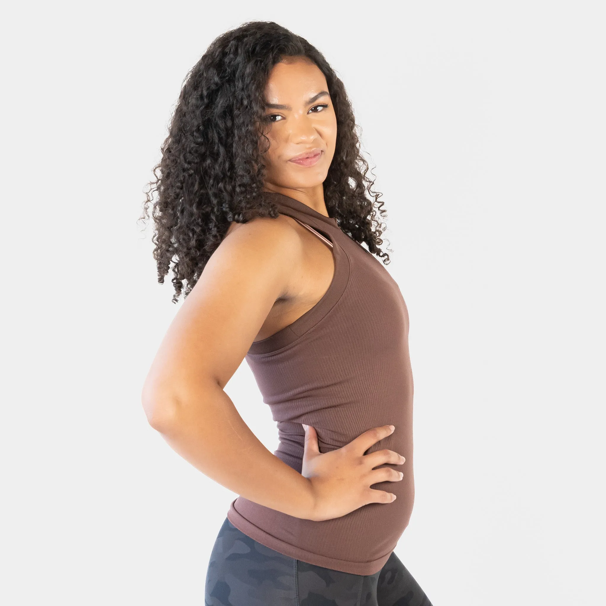 Bella Ribbed Tank - Fossil