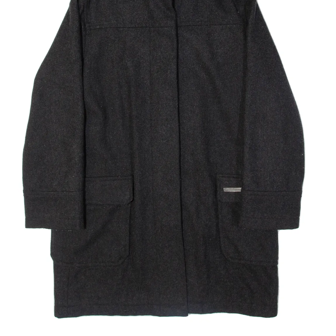 CALVIN KLEIN JEANS Womens Overcoat Jacket Grey Wool Hooded M