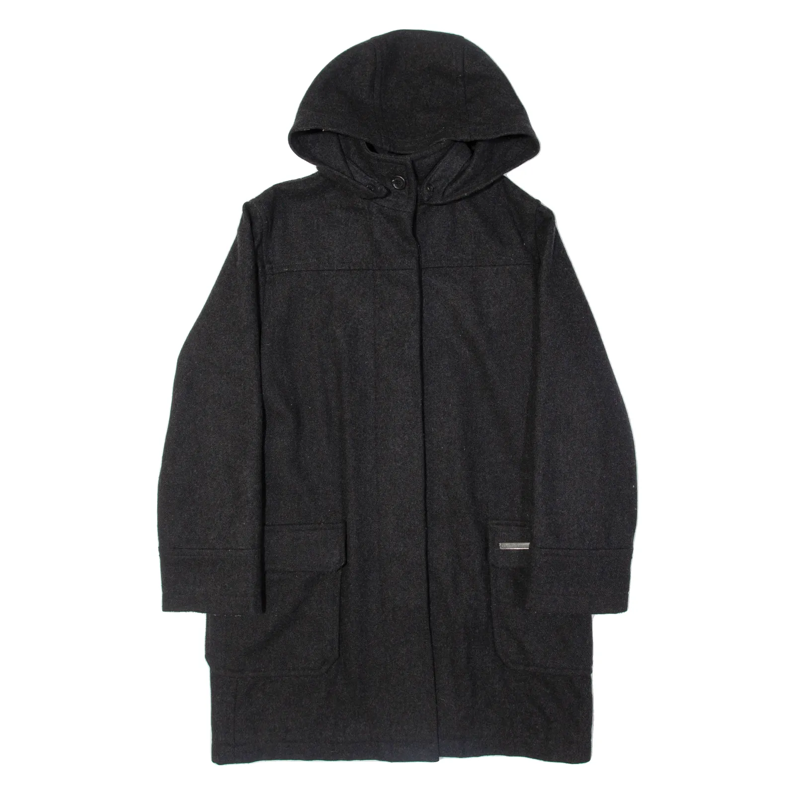 CALVIN KLEIN JEANS Womens Overcoat Jacket Grey Wool Hooded M