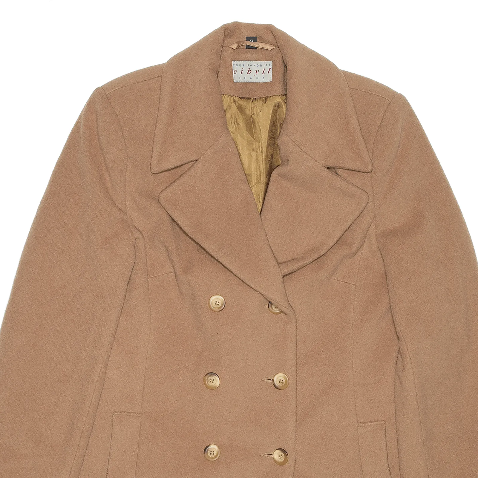 CIBYLL JEANS Wool Blend Brown 90s Overcoat Jacket Womens S