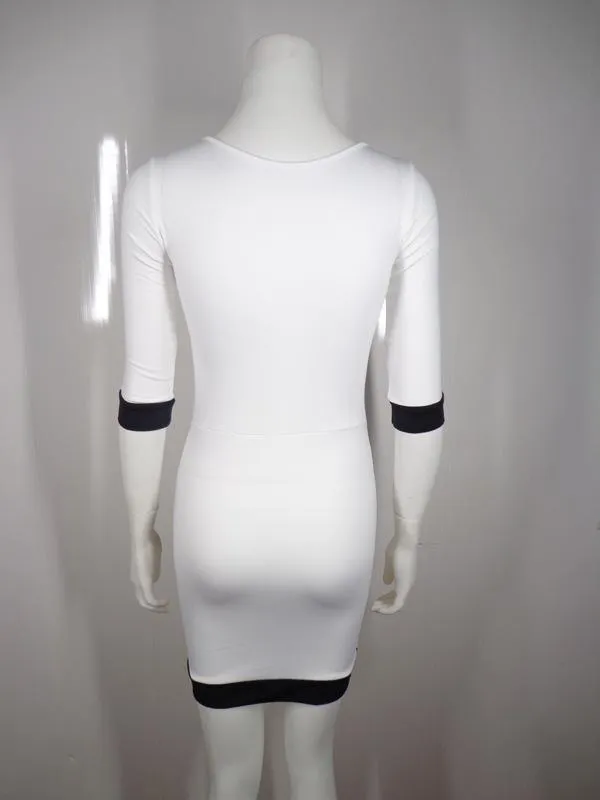 Clearance Asymmetric Patchwork Half Sleeve Bodycon Pencil Short Dress