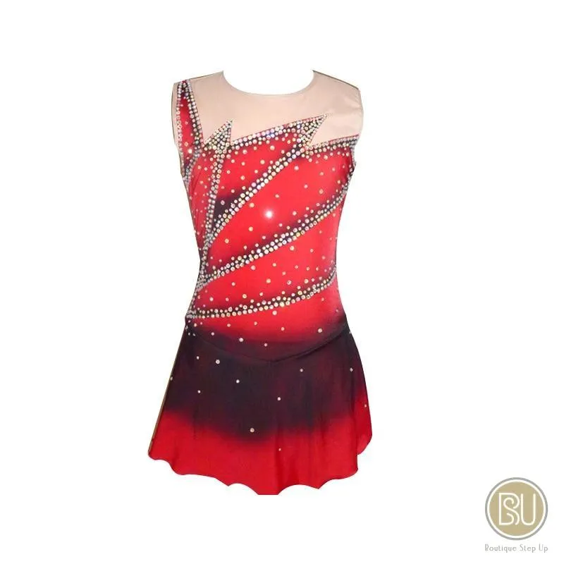 Competition Skating Dress White Black Grey Sleeveless