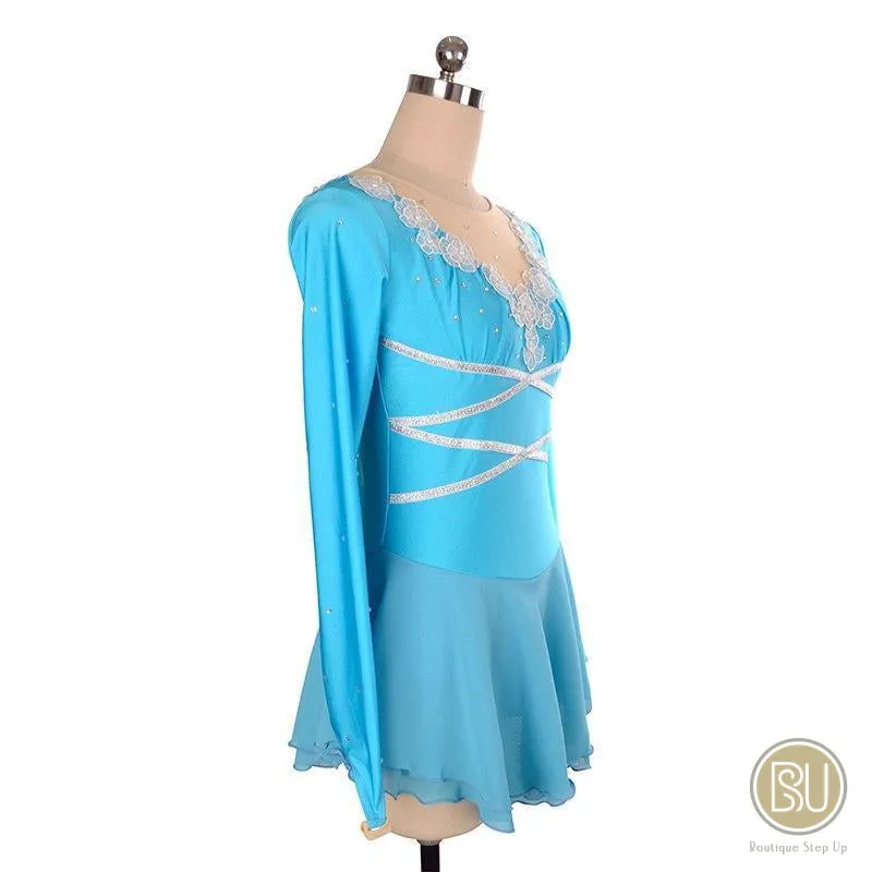 Figure Skating Dress Light Blue Long Sleeves SU76