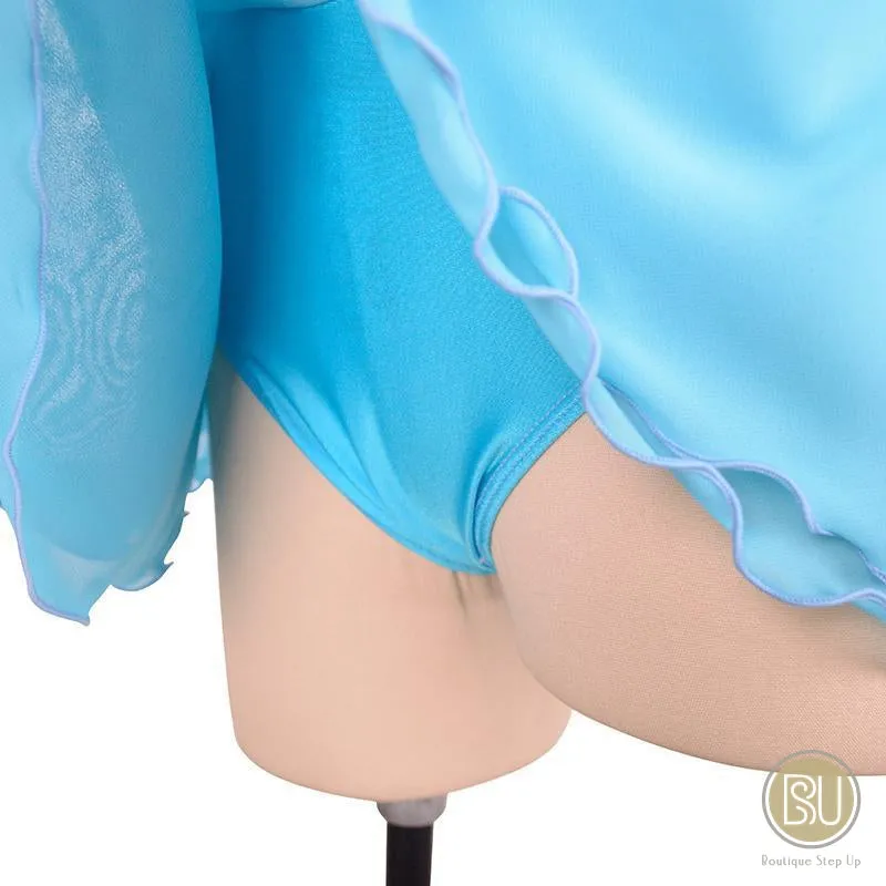 Figure Skating Dress Light Blue Long Sleeves SU76