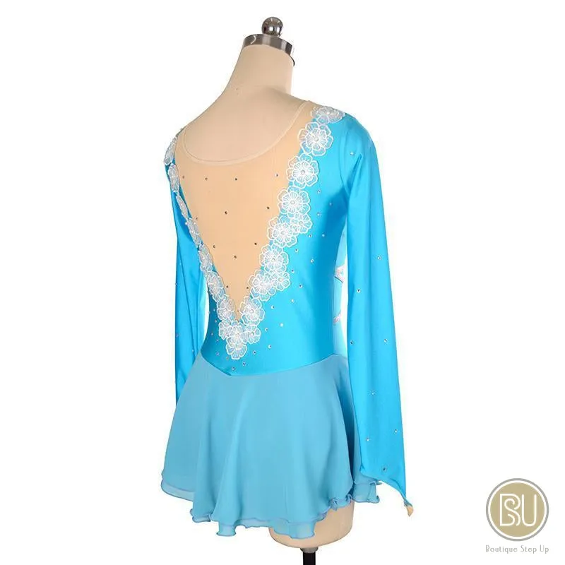 Figure Skating Dress Light Blue Long Sleeves SU76