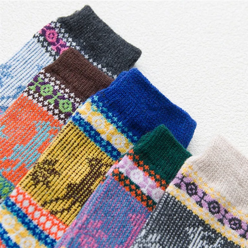 HSS Brand Thicken Women Winter Socks Warm Rabbit Wool Girl's Socks High Quality Cotton Casual Harajuku Retro Dress socks 5Pairs