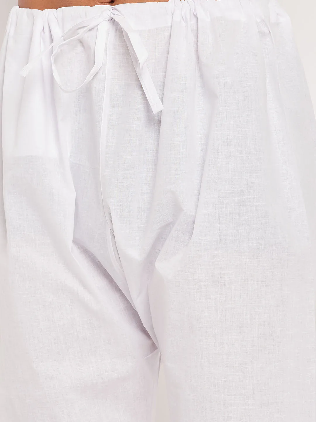 Jashvi Men's Cream And White Cotton Blend Pathani Suit Set