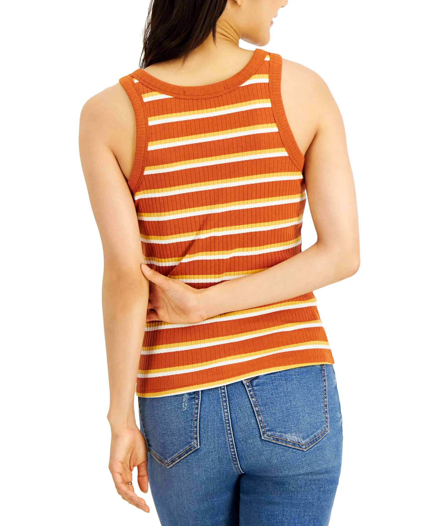 Juniors' Ribbed Striped Tank Top