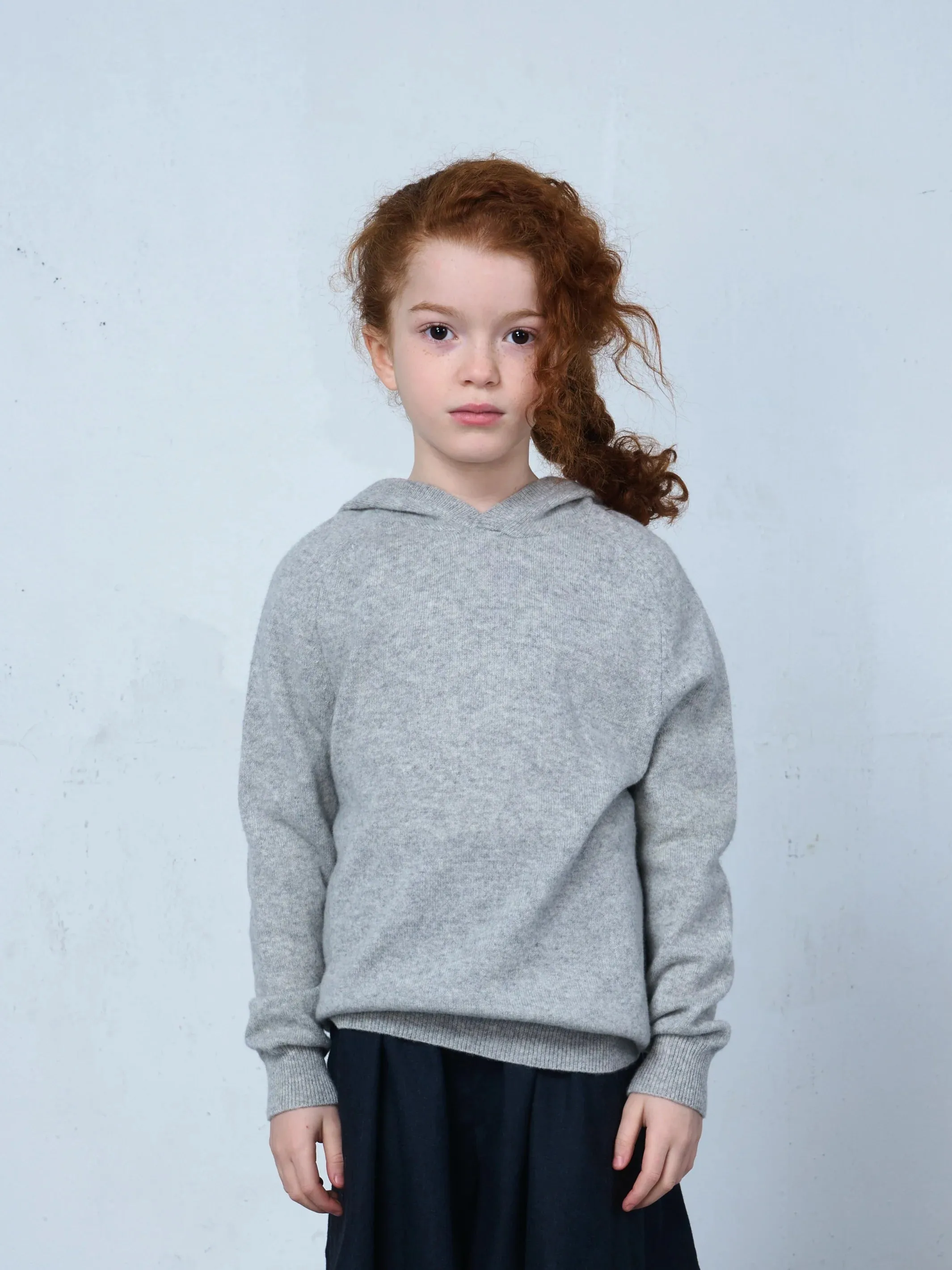Kids' Cashmere Hoodie Grey