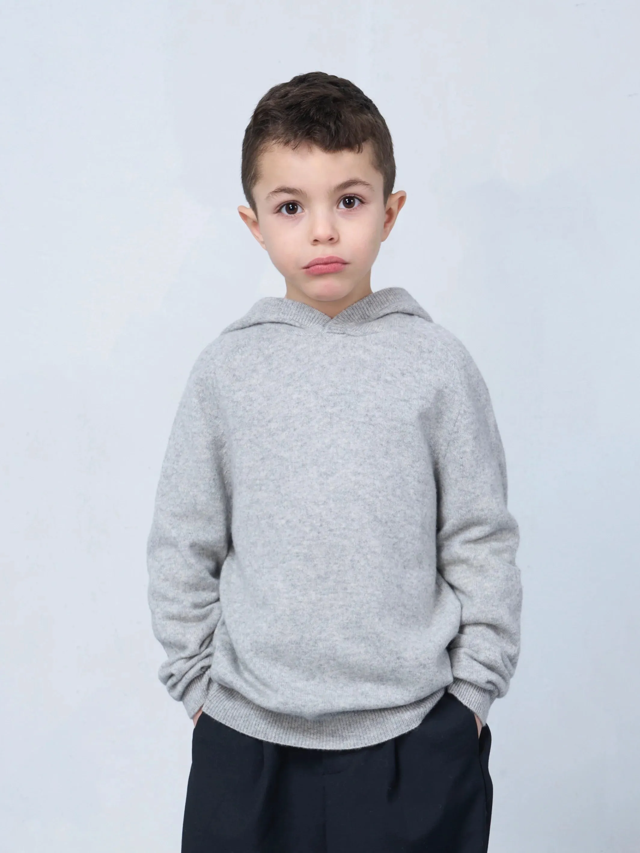Kids' Cashmere Hoodie Grey