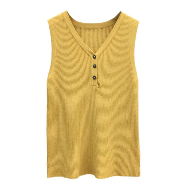 Knitted vest shirt slim v-neck sxy sleeveless short top outer wear