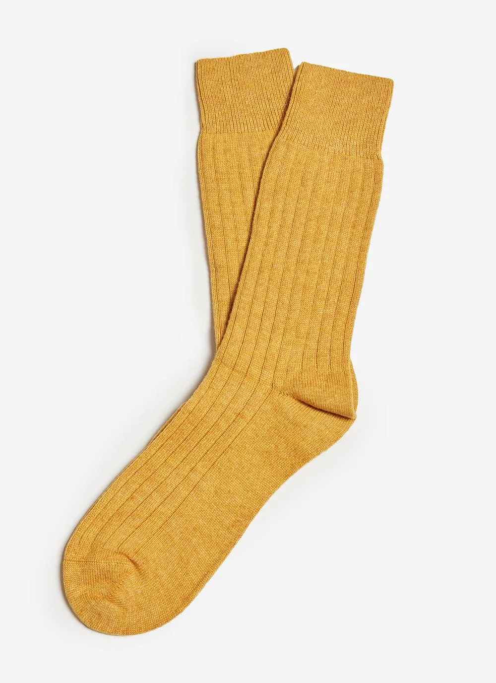 Mustard Cashmere Rib Socks