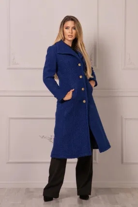 NAVY BLUE BOUCLE COAT