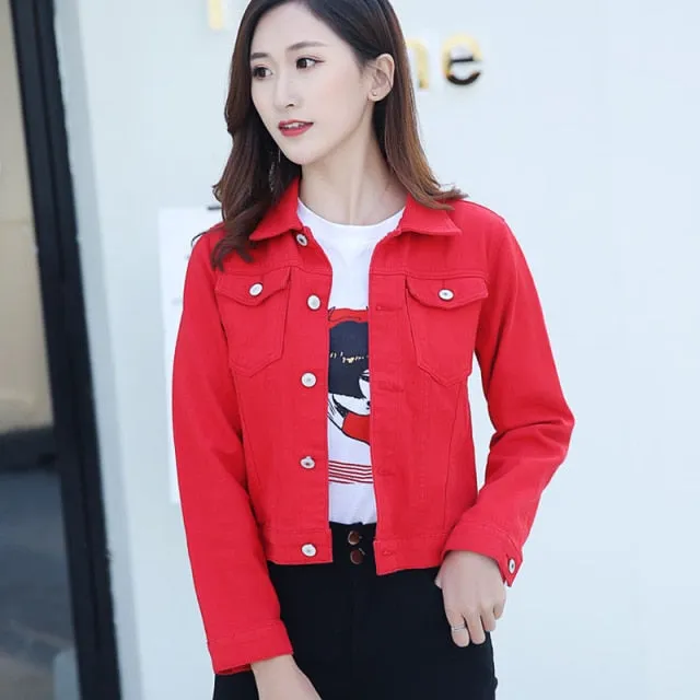 New Long Sleeve winter Slim White Black Jeans Top For Women Solid Denim Jacket Women Short Overcoat Ladies Jackets Tops 4866