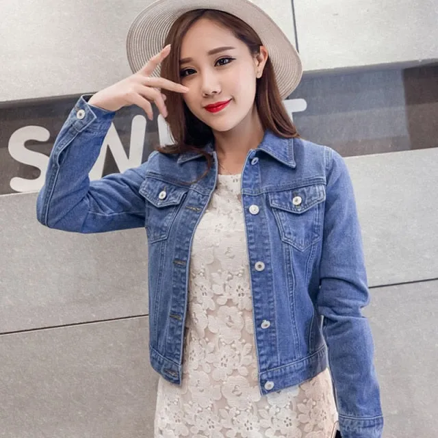New Long Sleeve winter Slim White Black Jeans Top For Women Solid Denim Jacket Women Short Overcoat Ladies Jackets Tops 4866