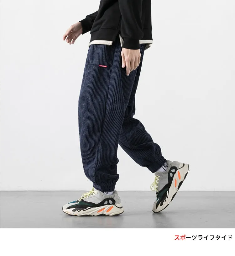 New Spring Men Trousers Elastic Waist Corduroy Pants Fashion Streetwear Outdoor Male Jogging Pants Pantalones Para Hombres