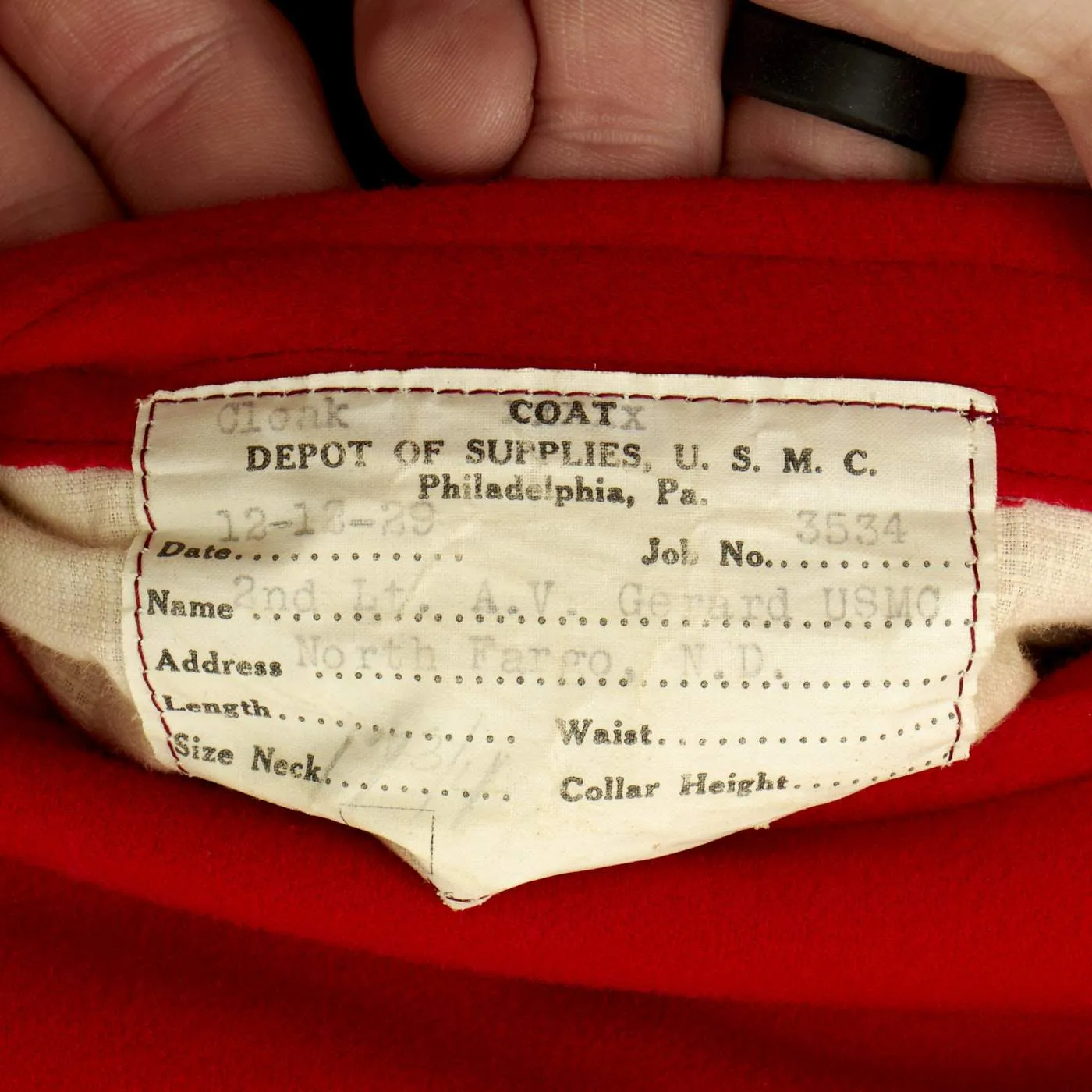 Original U.S. Pre-WWII Marine Corps Officer Named Mess Dress Uniform - Dated 1929