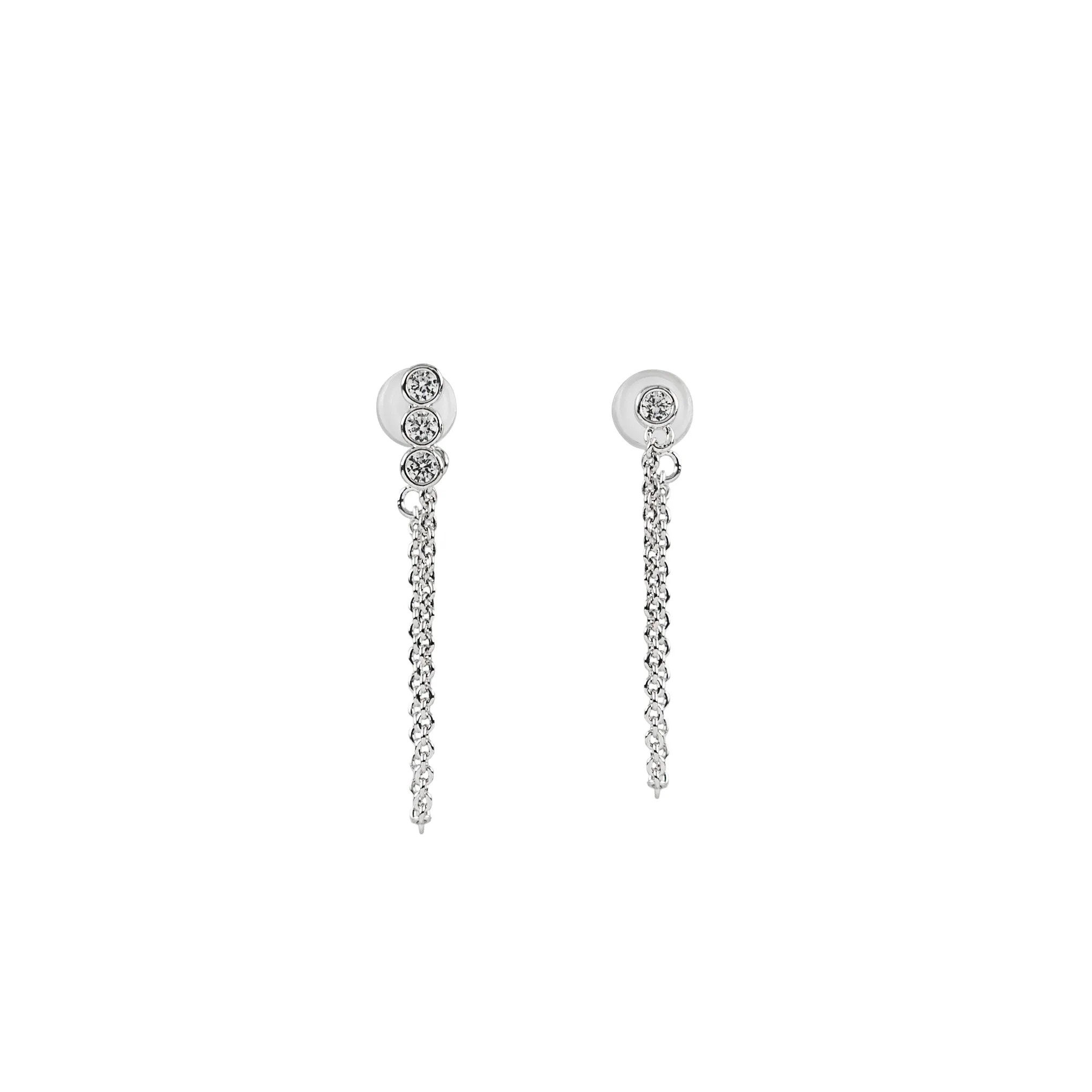 Silver Crystal Chain Earring Set