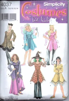 Simplicity 4037 Young Girls Halloween Costume Pattern Fairy Princess Cat Witch