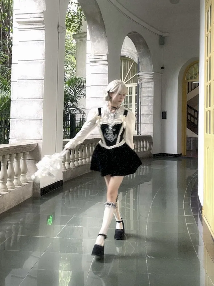 Skull Embroidered Fishbone Poncho Dress【s0000009993】
