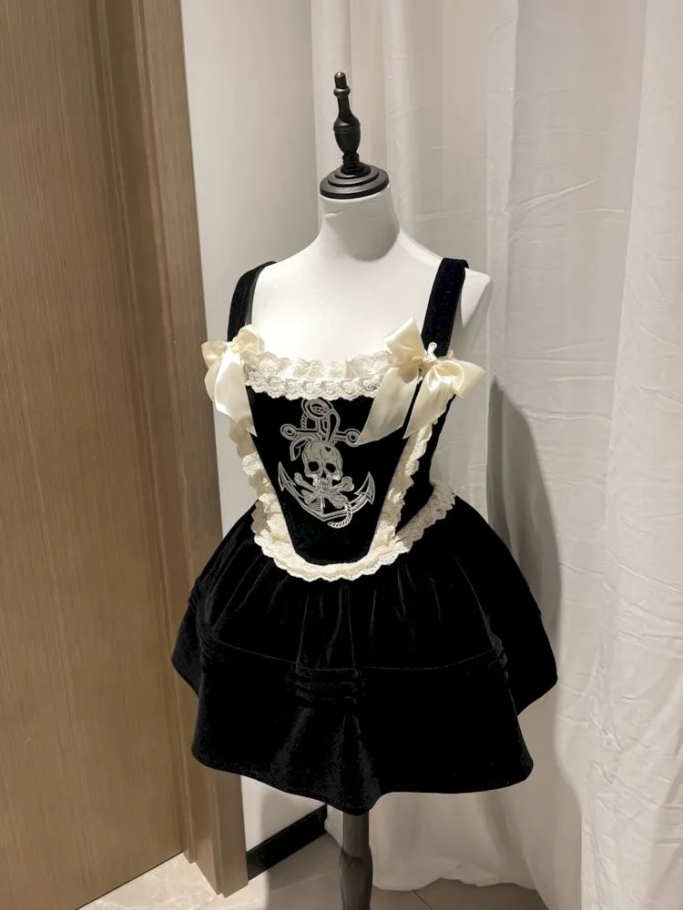 Skull Embroidered Fishbone Poncho Dress【s0000009993】
