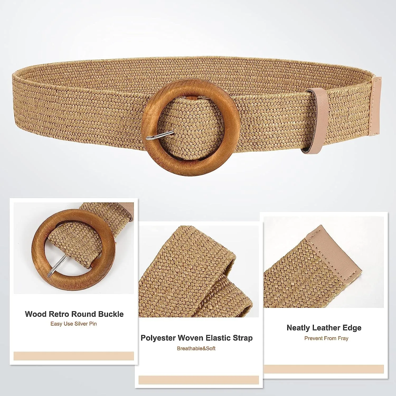 Straw Woven Elastic Stretch Belts