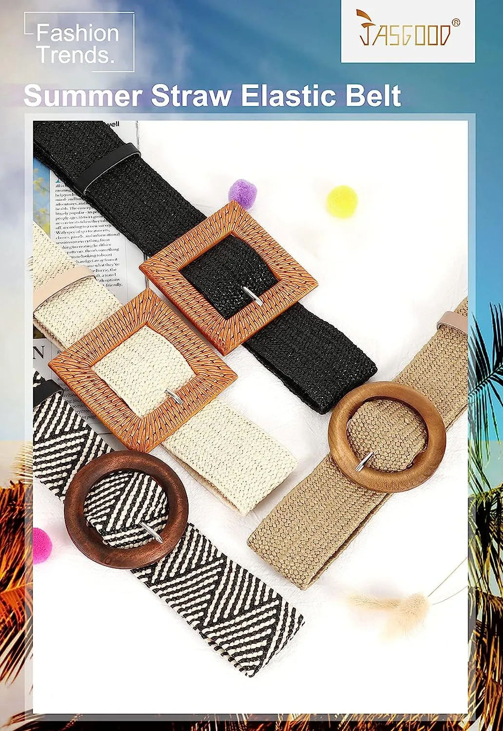 Straw Woven Elastic Stretch Belts