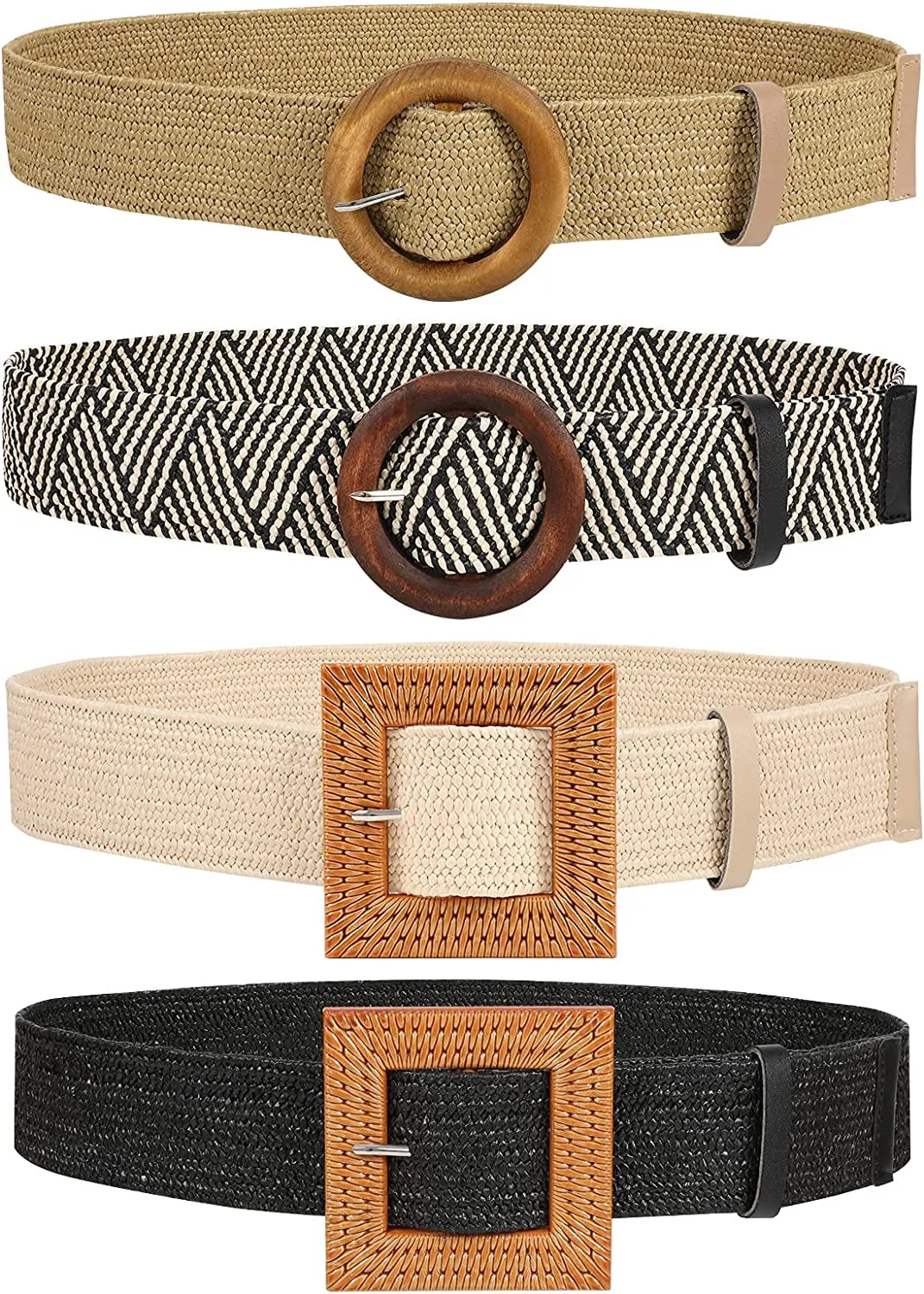 Straw Woven Elastic Stretch Belts