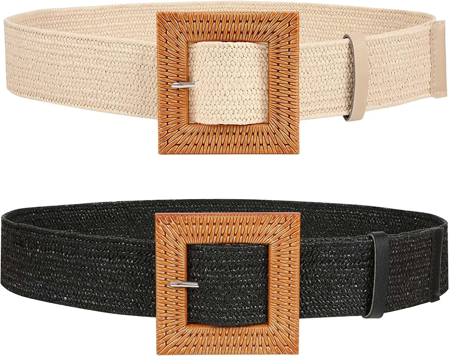 Straw Woven Elastic Stretch Belts