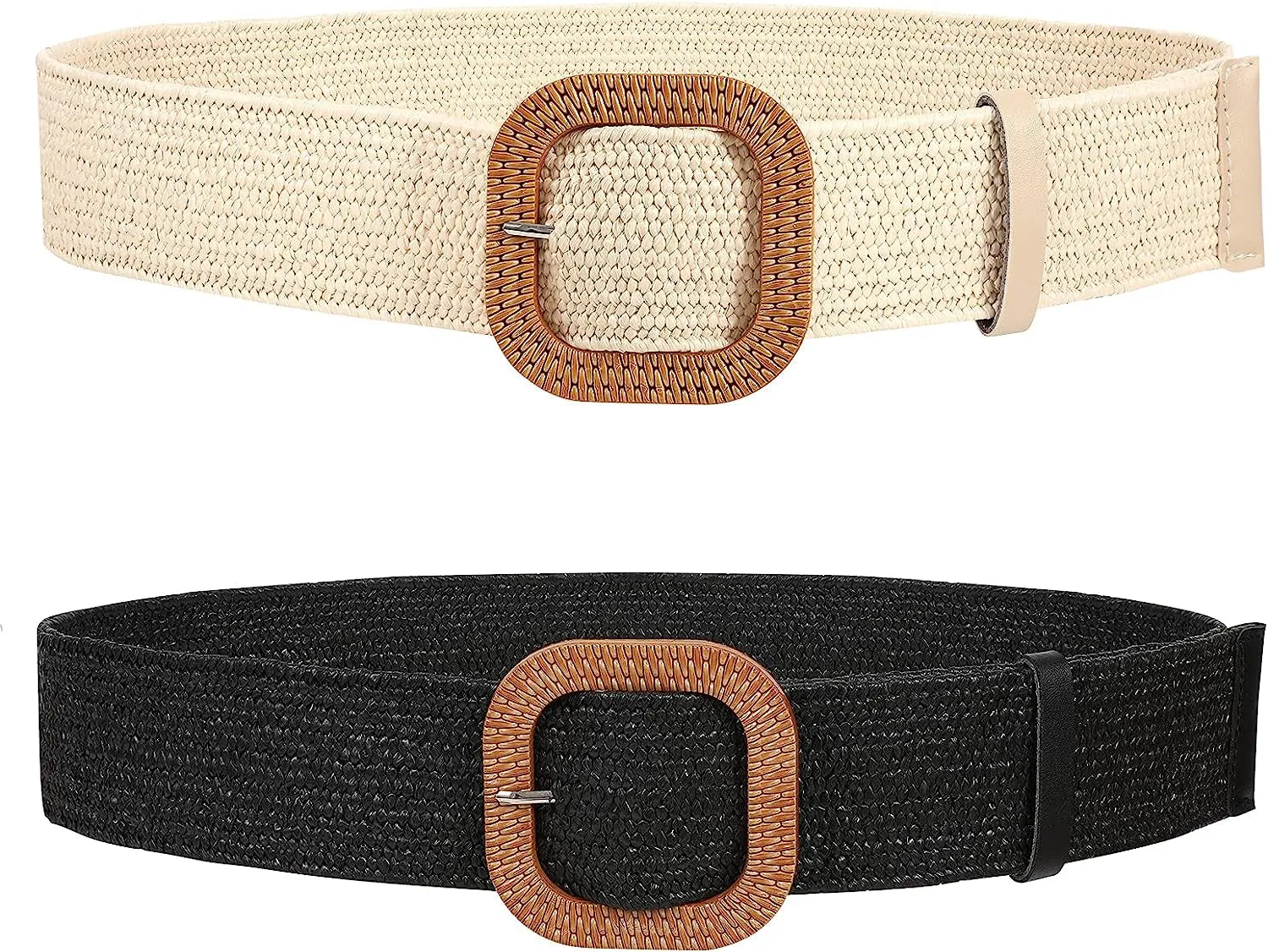 Straw Woven Elastic Stretch Belts