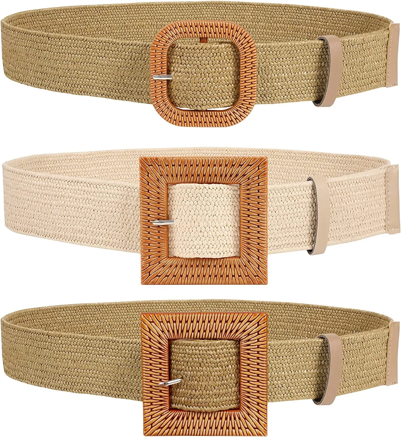 Straw Woven Elastic Stretch Belts