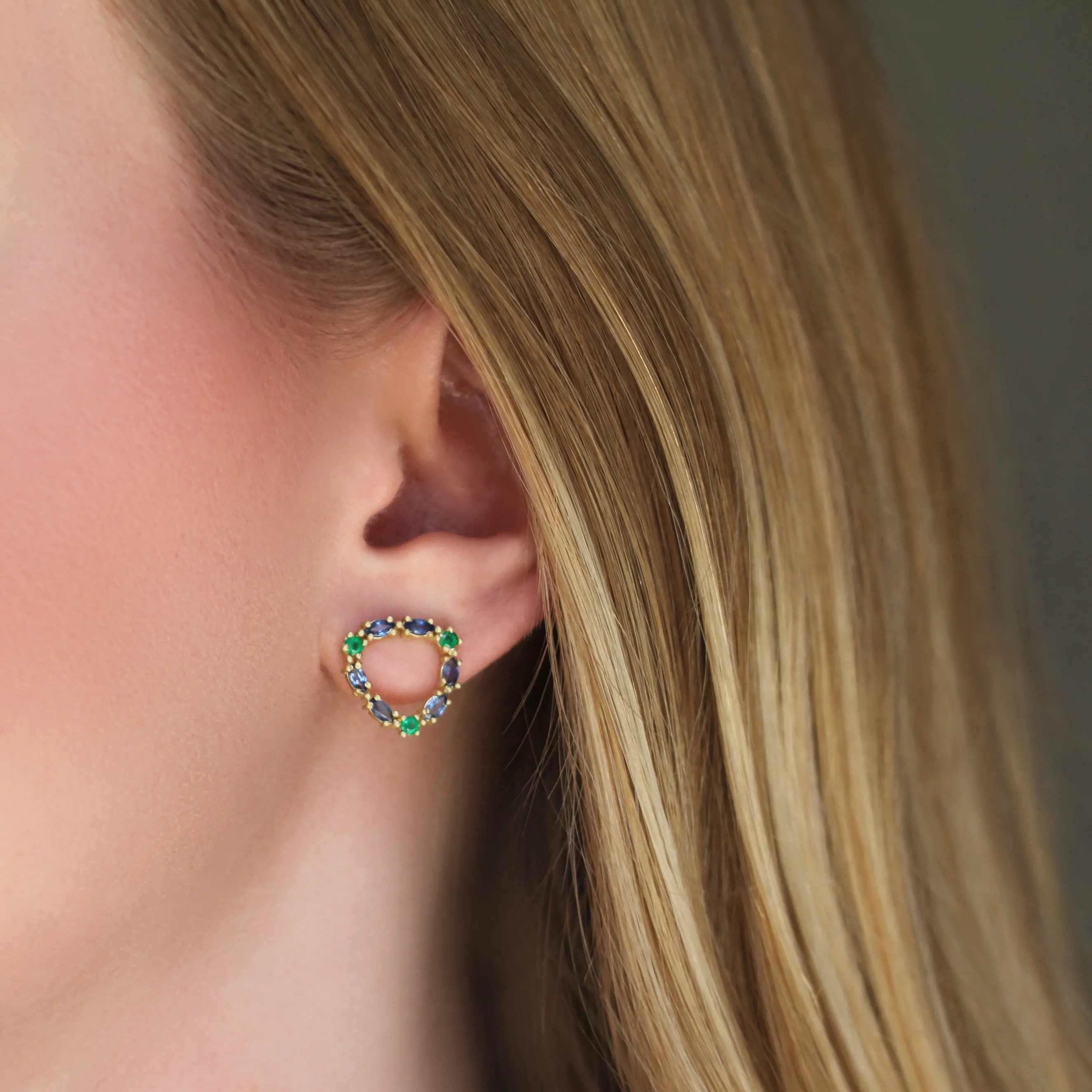 The Sapphire and Emerald Loop Stud