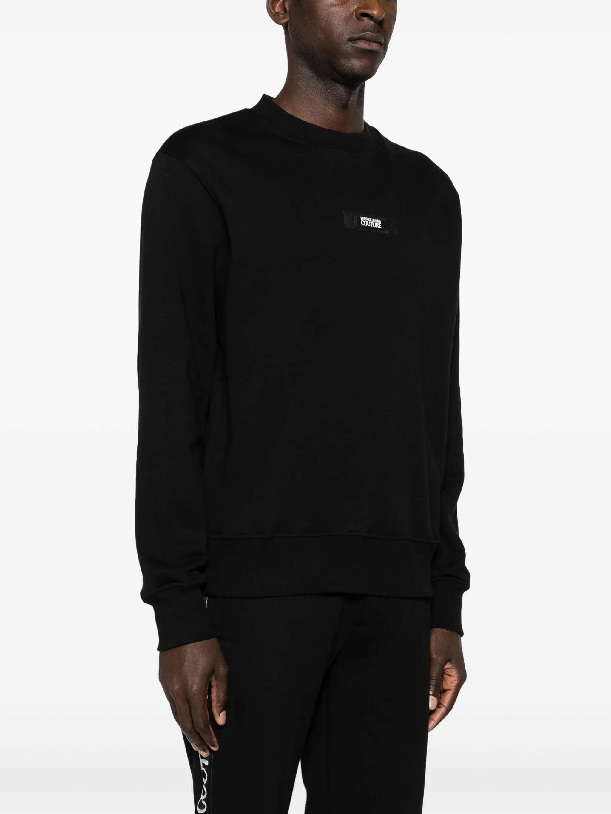VERSACE JEANS COUTURE LOGO-PATCH COTTON SWEATSHIRT