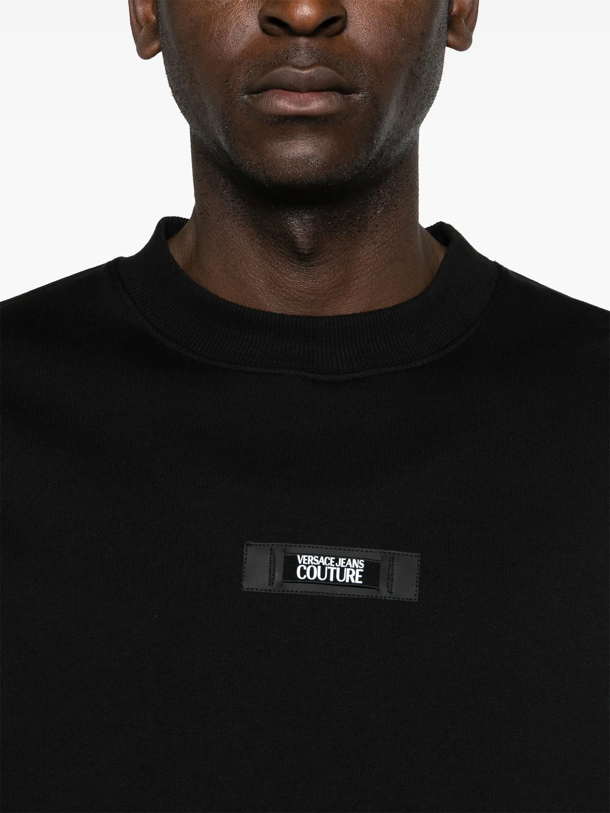 VERSACE JEANS COUTURE LOGO-PATCH COTTON SWEATSHIRT