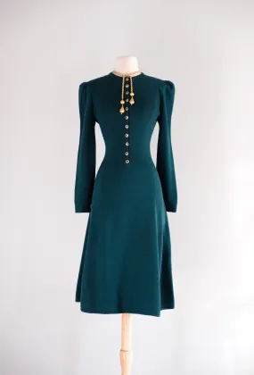 Vintage 1970’s Evergreen Holiday Dress from St. John Knits by Marie Gray   / ML