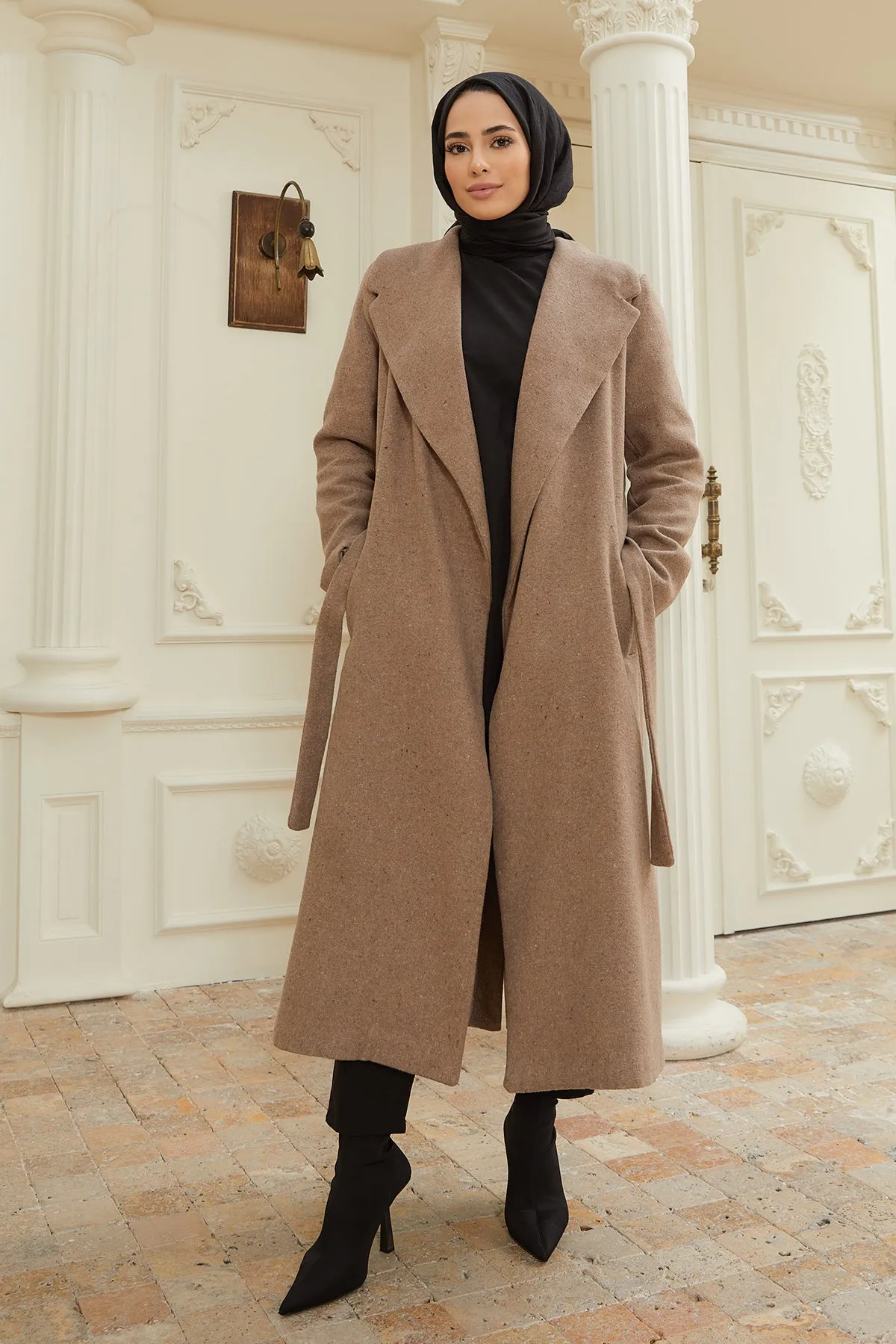ZRF Women Belted Stamp Coat - Mink - Johns Creek