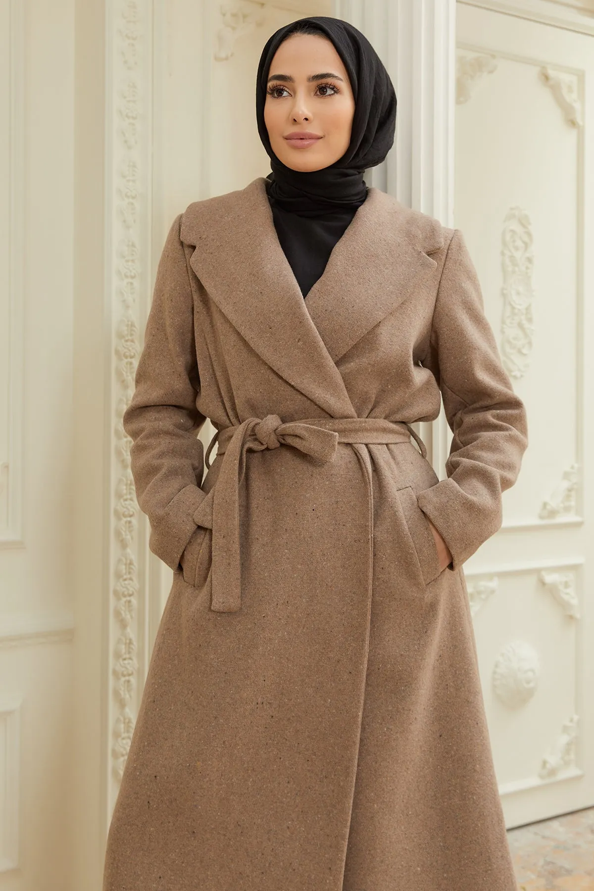 ZRF Women Belted Stamp Coat - Mink - Johns Creek